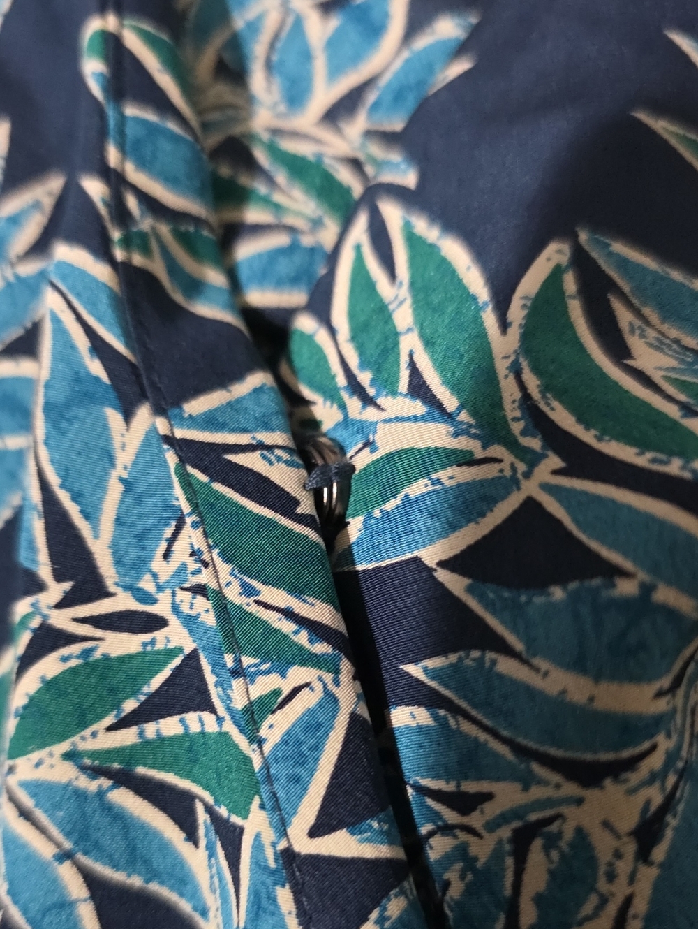 Vintage Adrianna Papell Navy & Teal Tropical Print Wrap Dress Chic Quiet Luxury - Picture 5 of 6